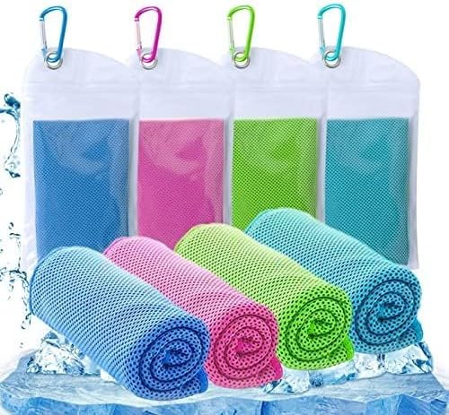 4 Packs Cooling Towels (40"x12") Microfiber Ice Towel for Neck & Face - Yoga, Golf, Sports, Running, Gym, Workout, Camping, Fitness & Outdoor Activities