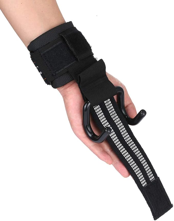 Heavy Duty Strap with pro Metal Lifting Steel Hooks Improves Grip for Weightlifting, Powerlifting, Bodybuilding & Deadlift - Neoprene Padded Wrist Wraps Provides Support for Men & Women
