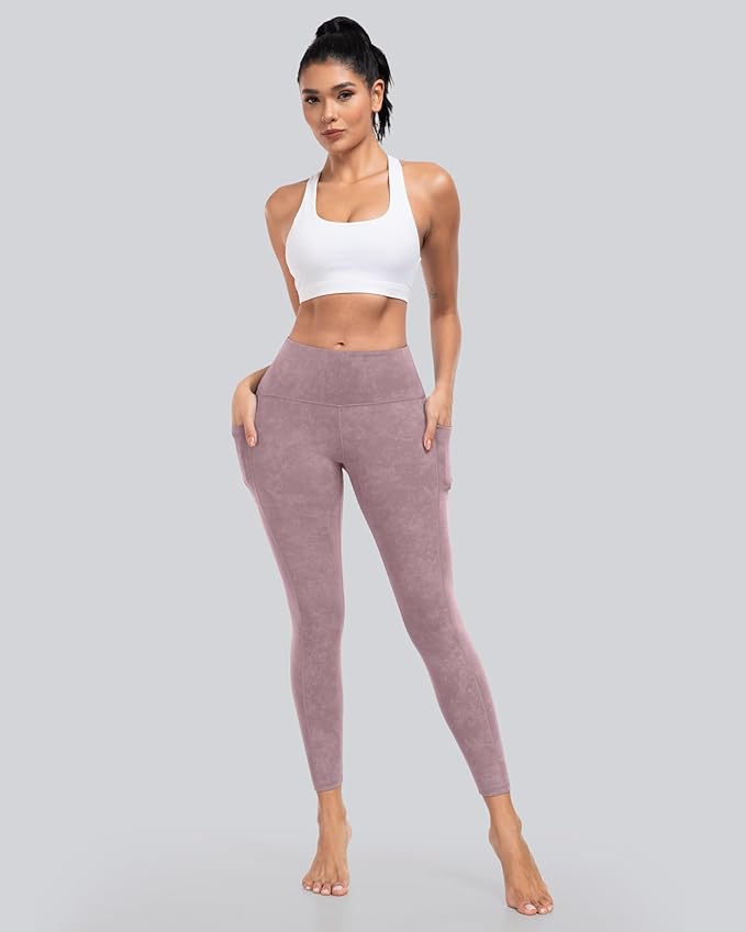 CHRLEISURE Leggings with Pockets for Women, High Waisted Tummy Control Workout Yoga Pants