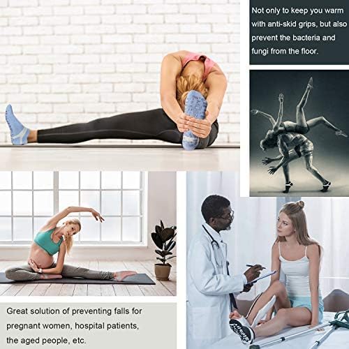 Muezna Non Slip Yoga Socks for Women, Anti-Skid Pilates, Barre, Hospital Socks with Grips, Size 5-10