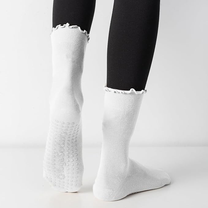 3/6 Pairs Cute Pilates Socks with Grips,Yoga Socks Barre Sock Non Slip Embroidery for Barre Ballet Barefoot Workout
