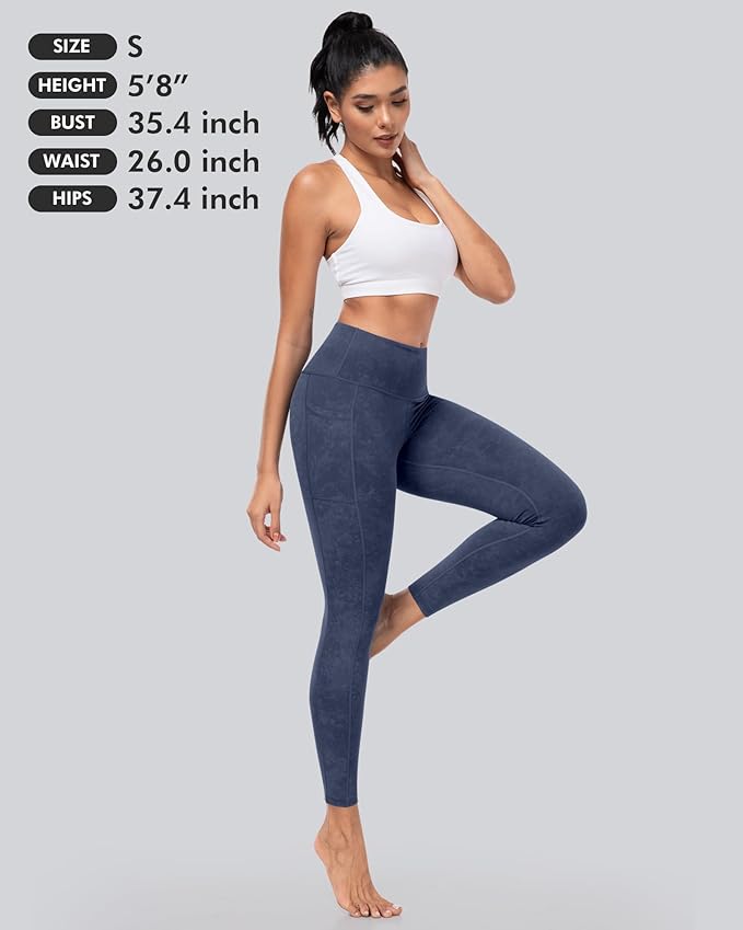 CHRLEISURE Leggings with Pockets for Women, High Waisted Tummy Control Workout Yoga Pants