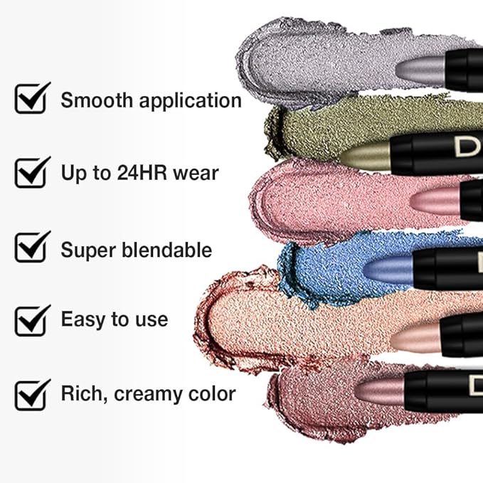 Kaely 8Pcs Cream Eye Shadow Sticks Set, Matte Eyeliner Pencil Eyeshadow Palette Makeup, Eye Highlighter Brightener Stick for Older Women Waterproof Pigmented, sombras para ojos, New-12