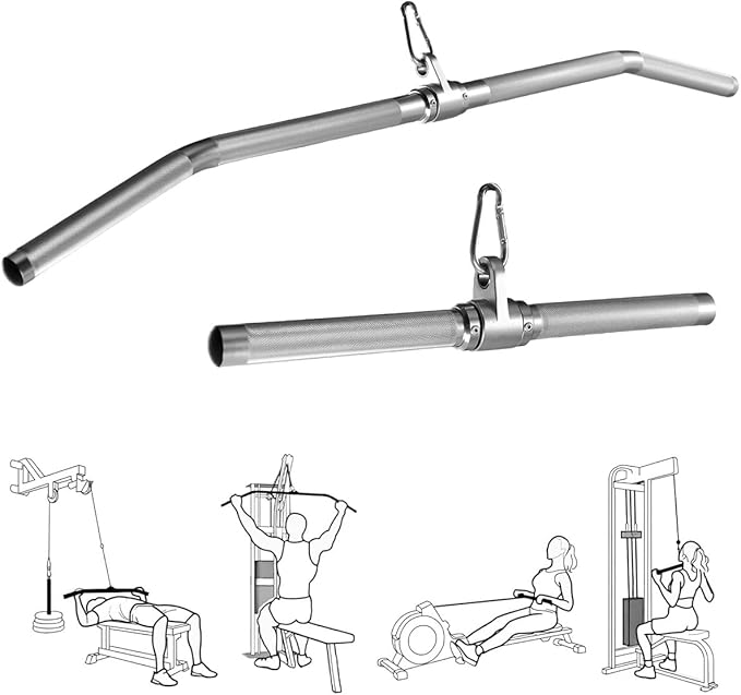 Cable Machine Attachment, lat pull down bar, Lightweigh Aluminum Tricep Straight Bar, V Bar, LAT Pulldown Attachments, gym attachments for cable machine, Accessories Load 1000lbs