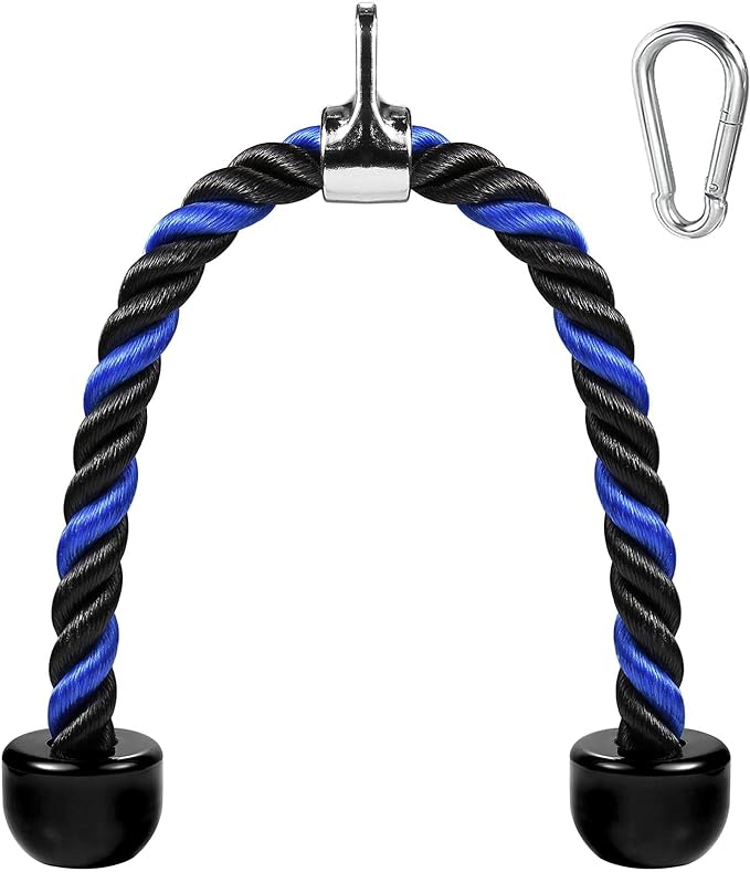 Deluxe Tricep Rope Pull Down Cable, 27 & 36 Inch Rope Length, Easy to Grip & Non-Slip Cable Attachment for Gym Workout Exercise