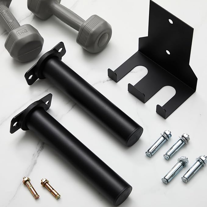 Shimeyao 4 Pack Wall Mounted Weight Plate Holder for 2" Weight Plate and 1 Pack 2 Hooks Barbell Hanger, Vertical Barbell Mount Rack for Garage Home Gym Organizer Accessory