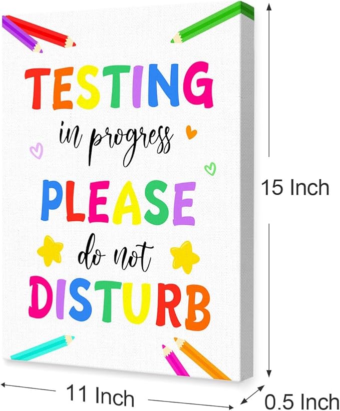 LISTNGBO Mental Health Canvas Wall Art,Testing In Progress Please Do Not Disturb Artwork Painting Prints Poster Ready to Hang for Counselor Therapy Office School Wall Decor Treatment Decor,12x15 Inch