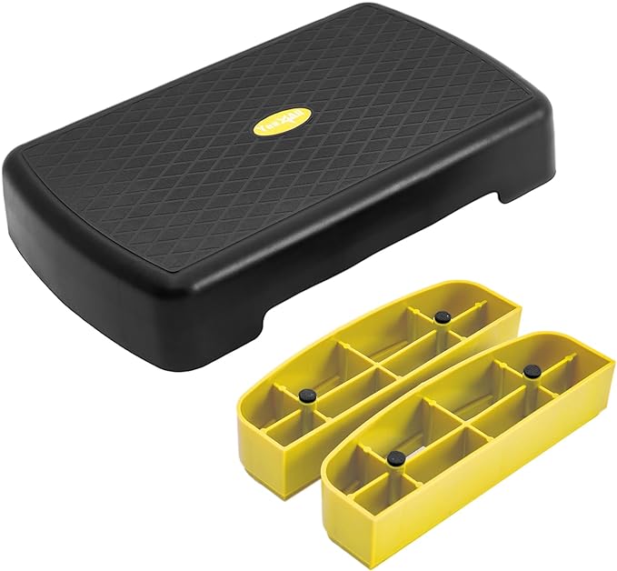 Yes4All 18.1" Aerobic Exercise Step Platform with 2 Risers, Adjustable Height Workout Stepper 3" 5.1" for Home Gym Step Up Exercise & Balance Training, Mulltiple Colors