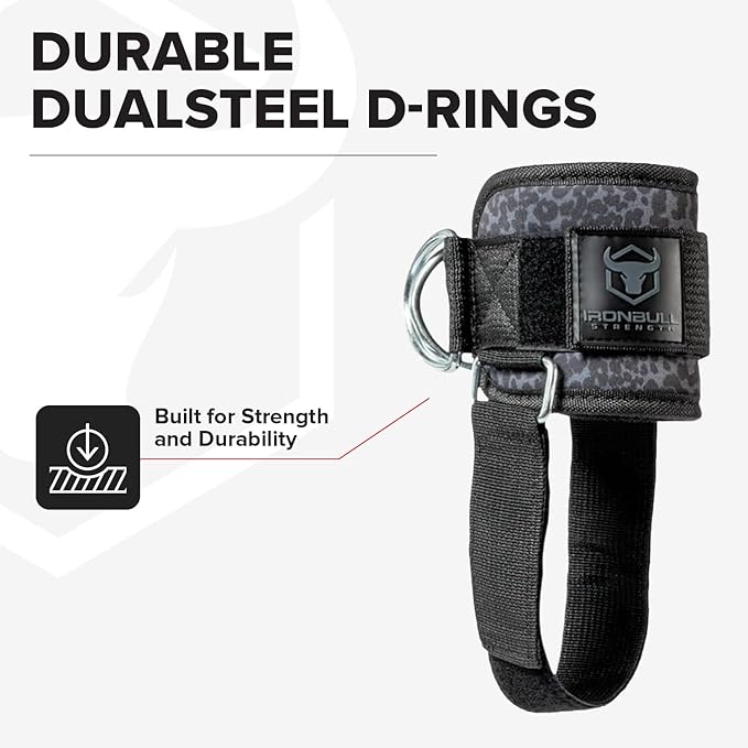 Women's Kickback Ankle Strap for Cable Machines & Resistance Bands: Gym & Home Workout Cuff Attachment for Leg Extensions, Kickbacks, Hip Abductors - Booty Exercises" (Pair, Black Leopard)