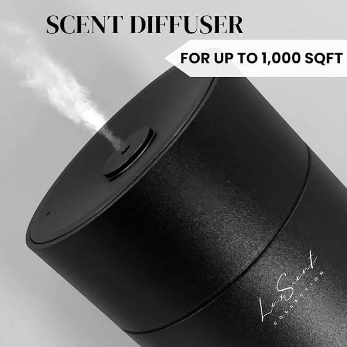 Aroma Scent Diffuser Starter Kit for Up to 1000SQ. FT. Coverage - 120ML Waterless Essential Aroma Scent Oil Included - Luxury Aroma Diffuser Ideal for Home, Office & Hotel (Black, Mirage)