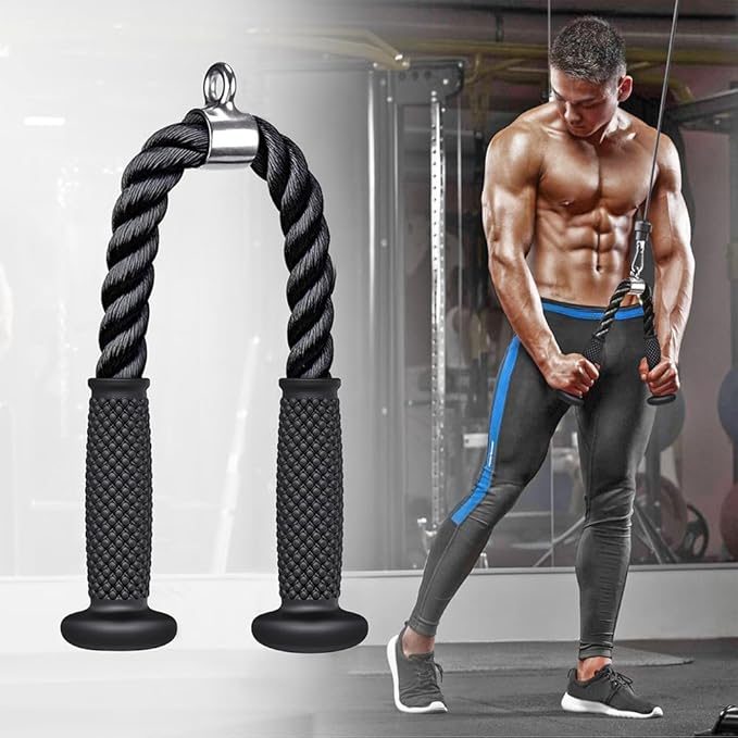 Kipika Cable Machine Attachment, Triceps LAT Pulldown Attachments, Home Gym Workout Accessories Heavy Duty Cable Machine Accessories Triceps Rope D Row Handle LAT Pull Down Bar Straight Bar Exercise