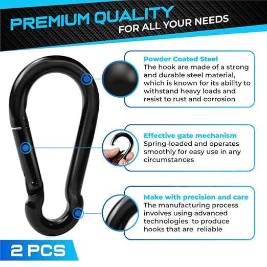 2Pcs 4In Spring Snap Hooks 700LBS Capacity, Carabiner Clip, Heavy Duty Rope Connector, Quick Link Carabiners Spring Snap Hooks for Indoor & Outdoor Activity, Camping, Climbing, Fishing, Hiking