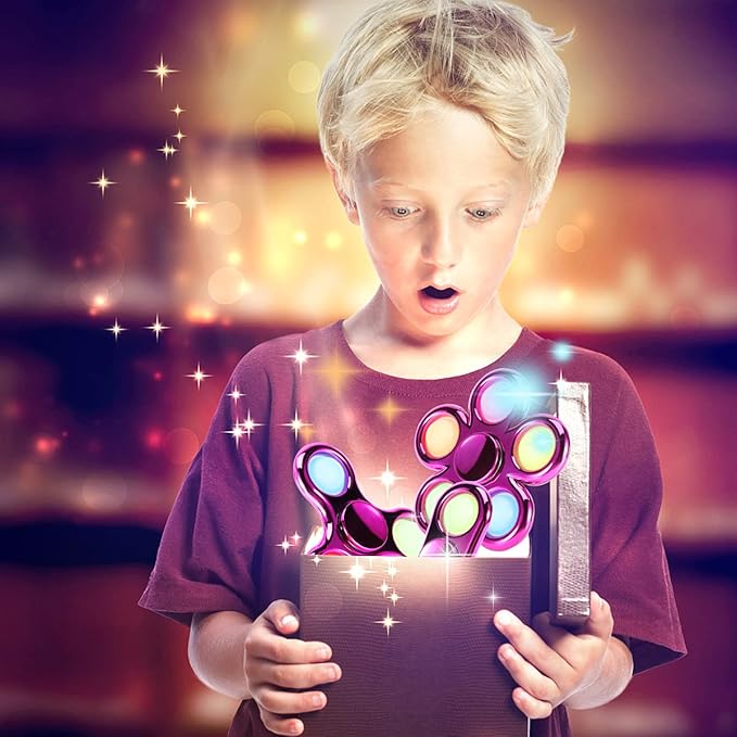 FIGROL 3 Pack Pop Fidget Spinner, Push Pop Bubble Fidget Spinner, Simple Sensory Metal-Looking Plastic Hand Spinner - Stress Reduction and Anxiety Relief for Children