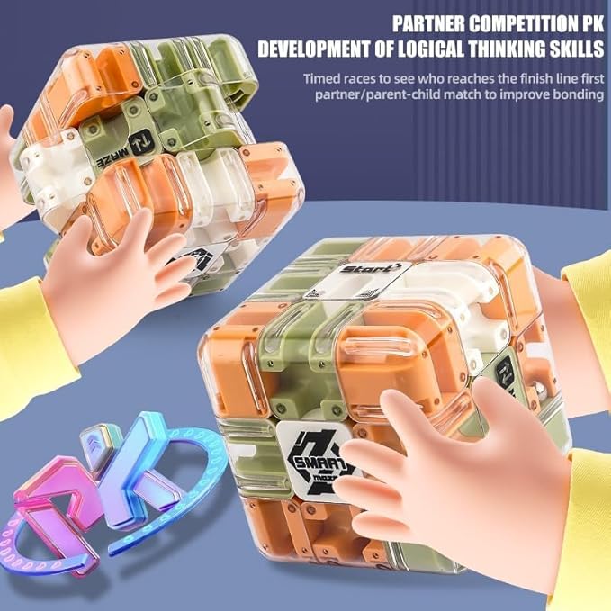 Large Labyrinth 3D Puzzle Maze Cube, 3D Magic Cube Maze Ball Puzzle, Engaging Brain Teaser Magic Cube, Handheld Fidget Game for Anxiety Relief (A-3PCS)