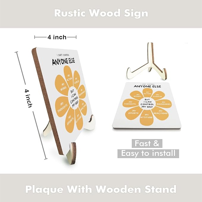 Decorative Desk Decor Mental Health Therapy Office Decor Plaque with Wooden Stand Inspirational Wood Sign for Home Office School Psychologist Counselor Psychology Calm Down Corner Table Shelf