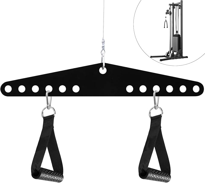 Double to Single D Handle Cable Weight Workout Pulley System Adaptor Plate Spreader for LAT Pull Down Bar Rope Attachments Cable Machine for Squat Rack Home Gym