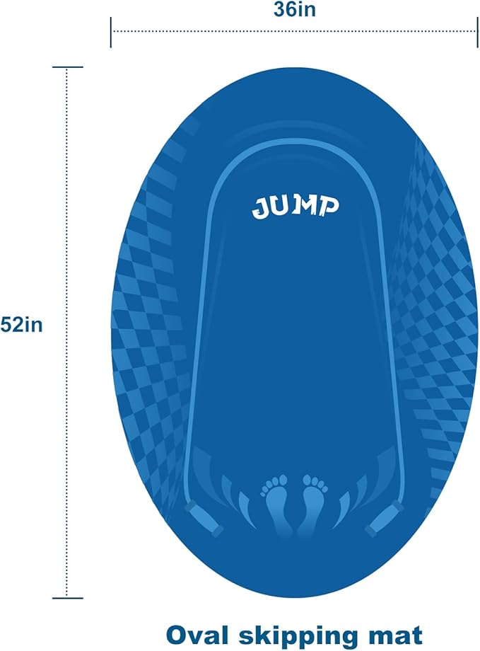 Jump Rope Mat Outdoor Indoor, Oval 52'' x 36'' Non-slip Fitness Exercise Mat, 5mm Shock Absorption Extra Thick Design, Suitable for Home Gym Floor, Concrete Jump Roping