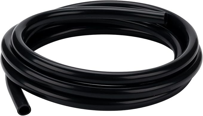 Silicone Tubing 1/4” ID × 3/8” OD - 16FT Black Flexible Food Grade Hose Soft Pure Silicon Tube for Home Brewing Wine Making Hydroponic Pond Pump, Temp Resistance