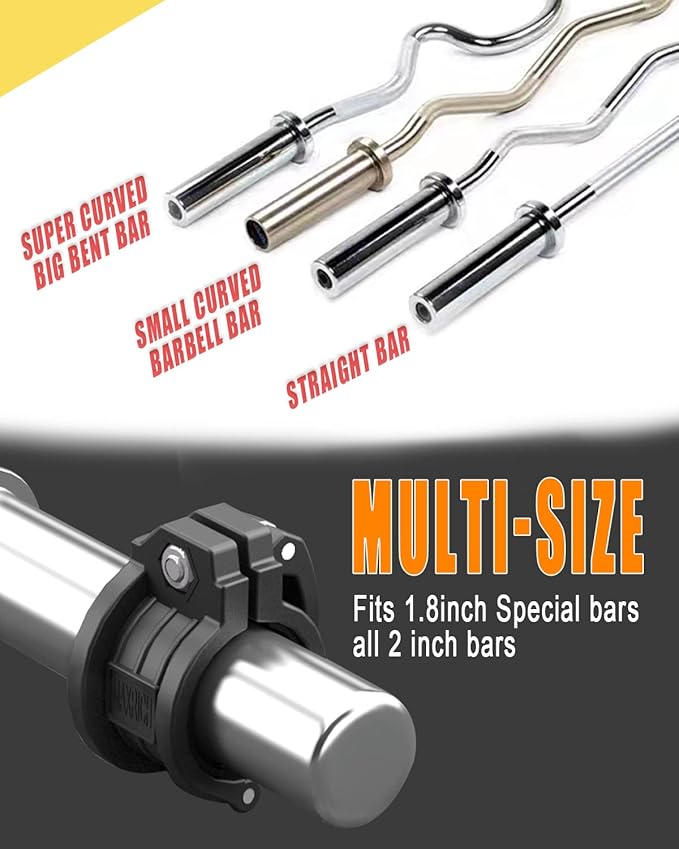 Barbell Clamps 2inch - 2 PCS Adjustable Barbell Clips Quick Release Locking Weight Clips Olympic Barbell Collars (Black 1.8-2inch)