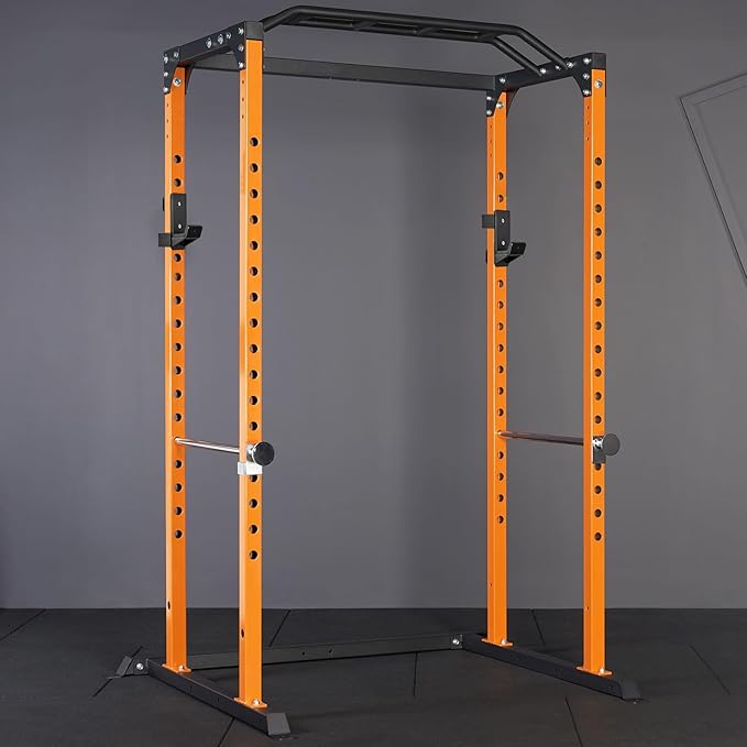 J Hooks for 2" x 2" Power Rack, Rubber Pad J-Hook for Power Cage, Bottom Reinforced Steel J Cups for Squat Rack, Heavy Duty Barbell Holder, Black