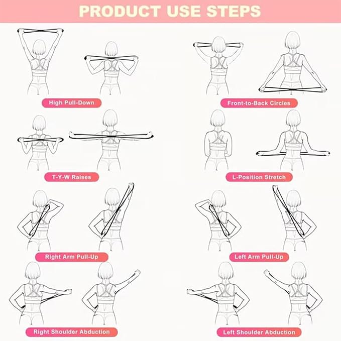 Resistance Bands, Figure 8 Resistance Band for Women Men, Resistance Bands for Arms, Back, Shoulder Stretch with Handles, for Working Out, Yoga, Pilates, Stretching