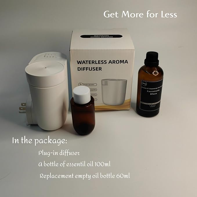 2025 Waterless Plug in Wall Diffuser, Mini Home Fragrance Diffuser for Large Room 1,000 Sq.ft Coverage, Wireless Portable Aromatherapy Set - Included 100ml Oil and Replacement Bottle