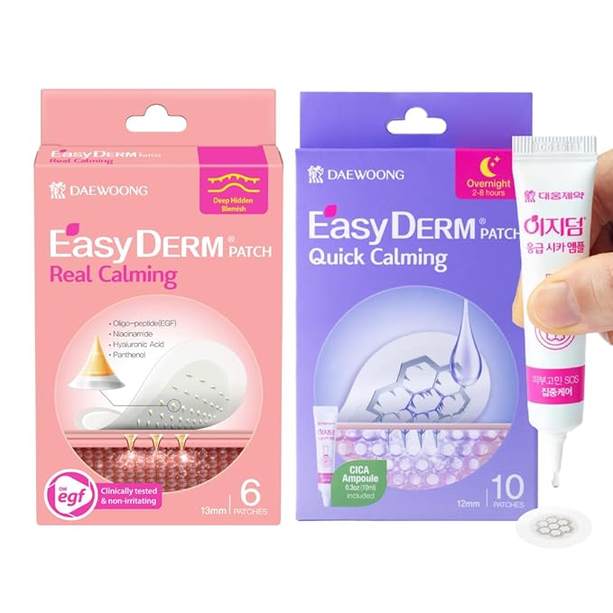 EasyDerm Micro Point Acne Patch Duo – 10 Magnesium Pimple Patches + 6 Real Calming Microdart Patches for Breakout & Post-Blemish Care, 2-Step K-Beauty Skincare Kit