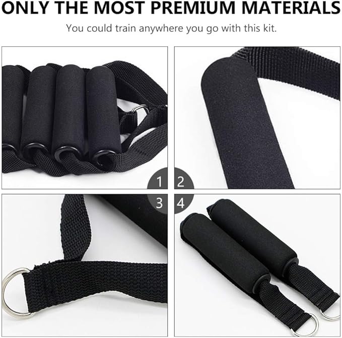Garneck 4pcs Resistance Band Handles Plastic D Ring Exercise Strap Foam Handle Band Fitness Equipment for Home Gym Overhead Strength Training Stretching Black