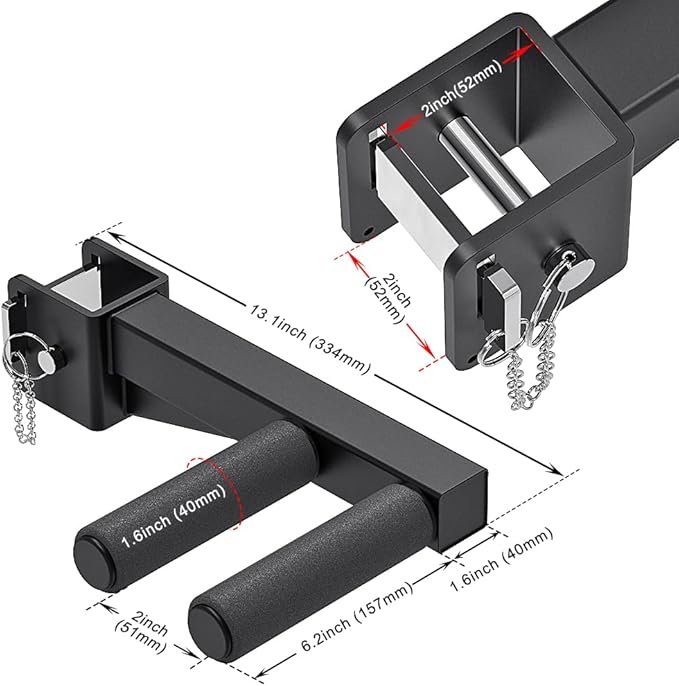 Dip Bar Attachment for Power Rack, Non-Slip Wide & Narrow Grip Handles, 500 lbs Capacity, Squat Rack Attachment for Dips, Inverted Rows, Push-Ups