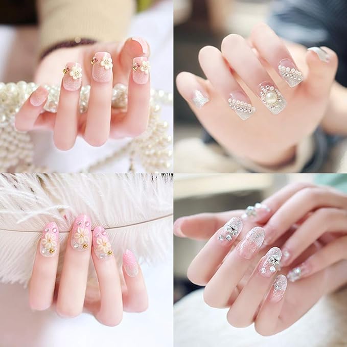 Rhinestone Picker Tool, Dual-ended Rhinestones Applicator Nail Art Design Tool, 2 Pack Acrylic Handle Nail Pen with 4 Extra Wax Tips and1 Tweezer
