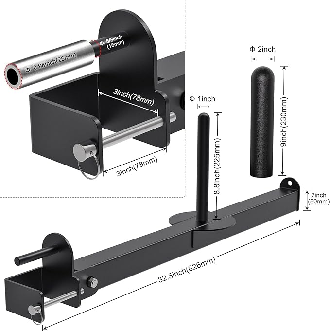 Belt Squat Attachment for 2" x 2" or 3" x 3" Power Rack with 5/8" or 1" Holes, Landmine Belt Squat Machine, Compatible with 1" & 2" Weight Plates, Home Gym Squat Rack Accessories
