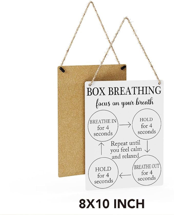 Box Breathing Breathing Exercises Posters Mental Health Psychologist Gift Wood Decor Sign Positive Affirmations Wall Decor for Consultation Room Therapy Office Bedroom Studio Living Room