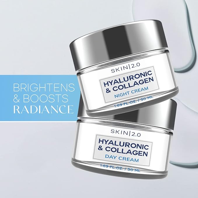 Hyaluronic & Collagen Day/Night Moisturizer Anti-Aging Cream - Duo Set Value Pack, 1.69 Fl Oz, 1 item