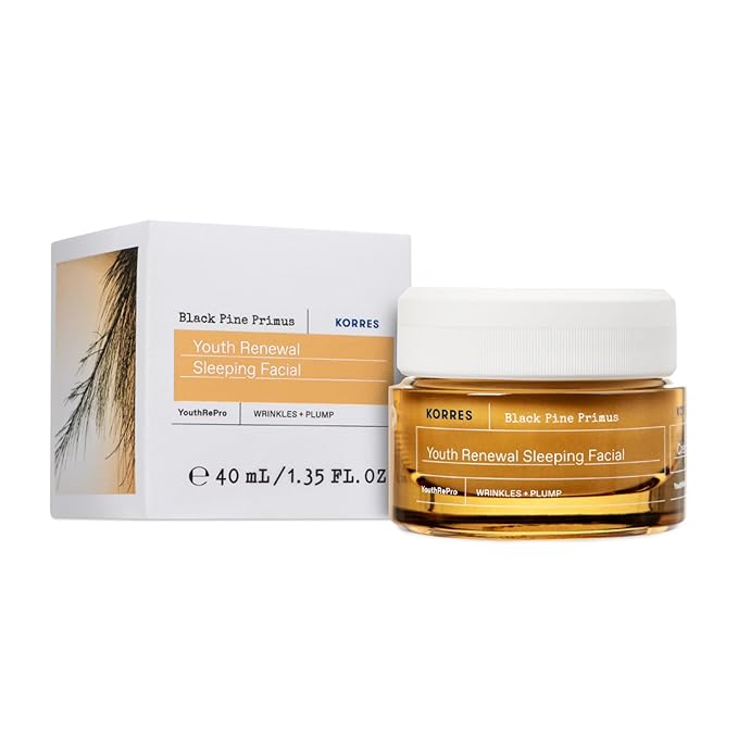 KORRES Black Pine Primus Youth Renewal Sleeping Facial, Overnight Wrinkle Cream with Collagen, Firming Night Cream, Skin Care for Women & Men, Moisturizer for Fine Lines & Wrinkles, Vegan, 1.35 Fl Oz