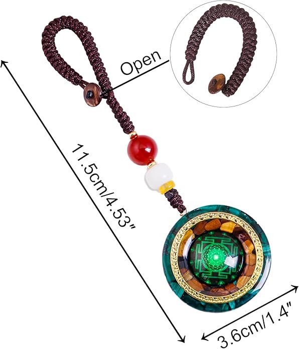 Day Day Up Orgonite Necklace - Sri Yantra Rotatable Pendant For Anti Stress Anxiety & Meditation - Malachite And Tiger Stone For Spiritual Healing & Positive Energy