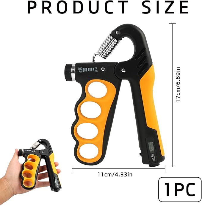 Grip Strength Trainer, Adjustable Resistance 11-220 Pounds (5-100 Kg), Automatic Counting, Arm Rehabilitation Training and Daily Exercise, Forearm Strengthener for Musicians and Athletes