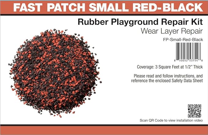 Fast Patch Poured-in-Place Surfacing Repair Kit Fix Rubber Playground (Red/Black, Small)