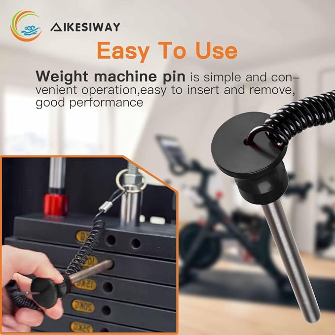 Universal Magnetic Weight Stack Pin with Pull Rope - Heavy Duty Gym Pin for Weight Stack Machines | Commercial & Home Gym Accessories | Replacement Weight Pins for Strength Training Equipment