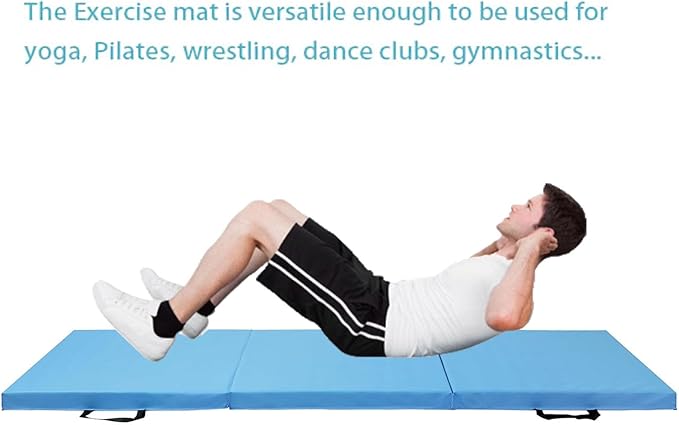 Gymnastics Exercise Mat - 2 Inch Thick Gym Mat PU Leather Waterproof for Tumbling, Folding Easy Carry Durable Gymnastic Mat, Balance and Home Workouts for Practice and Training Fitness