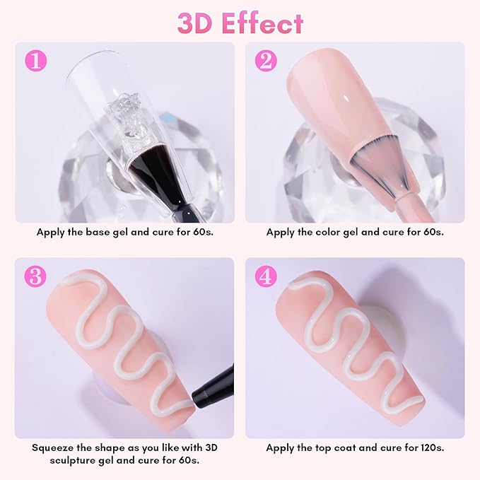 Makartt 3D Nail Gel for Nail Art: No Wipe 15g White Sculpting Molding Candy Craving Gel Polish Rhinestone Nails Charm Glue Decoration Manicure Designs (Whiteout Wonder)