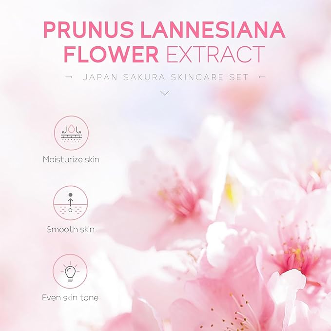 SAKURA Skin Care Set, Skin Care Sets & Kits Women Girls Gift Set with Cleanser, Face Serum, Face Cream, Toner, Eye Cream, Travel Size Skincare Set for Women Teen Girls Birthday Christmas Gift (SAKURA)