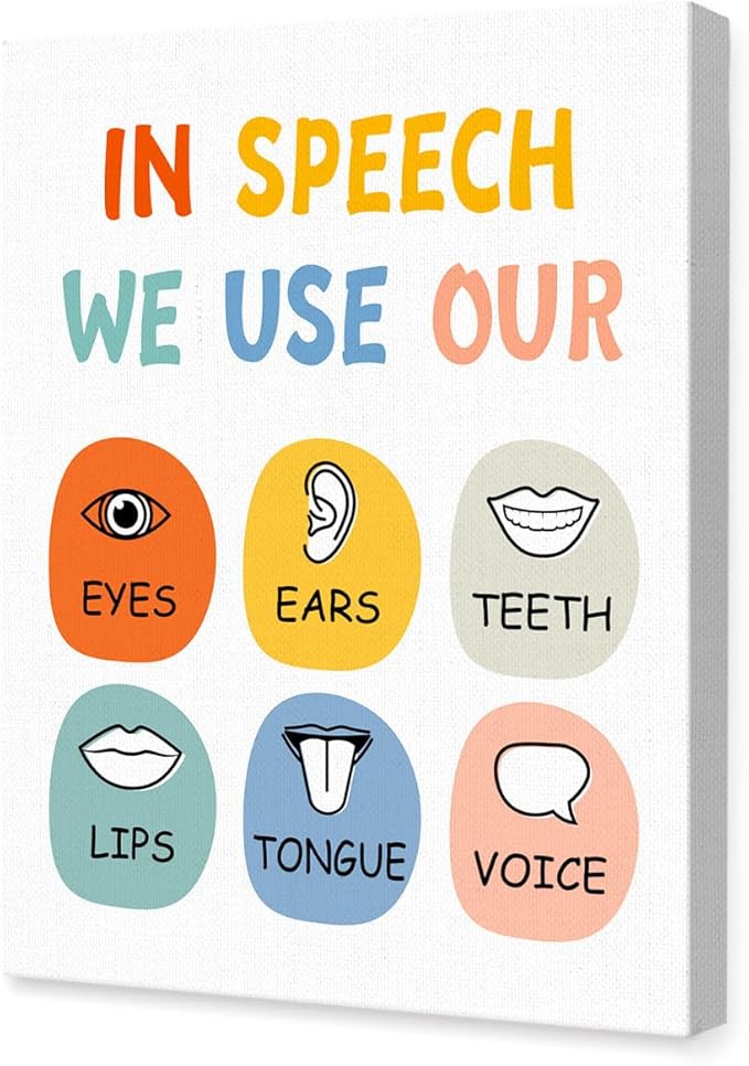 LISTNGBO Mental Health Canvas Wall Art,In Speech We Use Our Health Therapy Artwork Painting Prints Poster Ready to Hang for Counselor Therapy Office School Classroom Decor,12x15 Inch