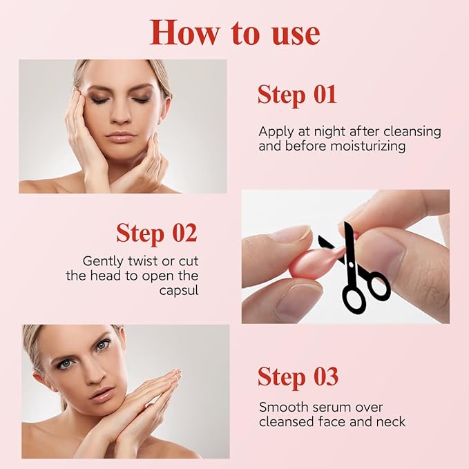 HKH Retinol Serum for Face - Anti Wrinkle Facial Serum with Vitamin C & Vitamin E, Vit A Capsule with Collagen for Women, Reduces Fine Lines, Firming Skin, Moisturise, Travel Friendly (76 Capsules)
