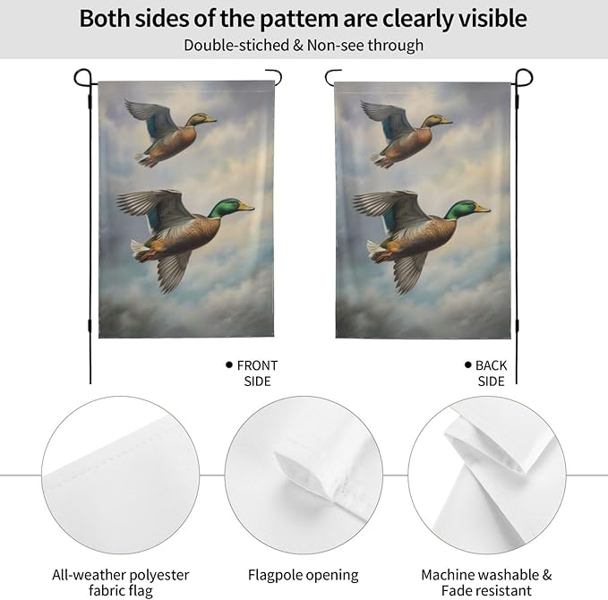 Duck Garden Flag 12x18 In Double Sided Yard Flags Lawn Sign Decor No Flagstand