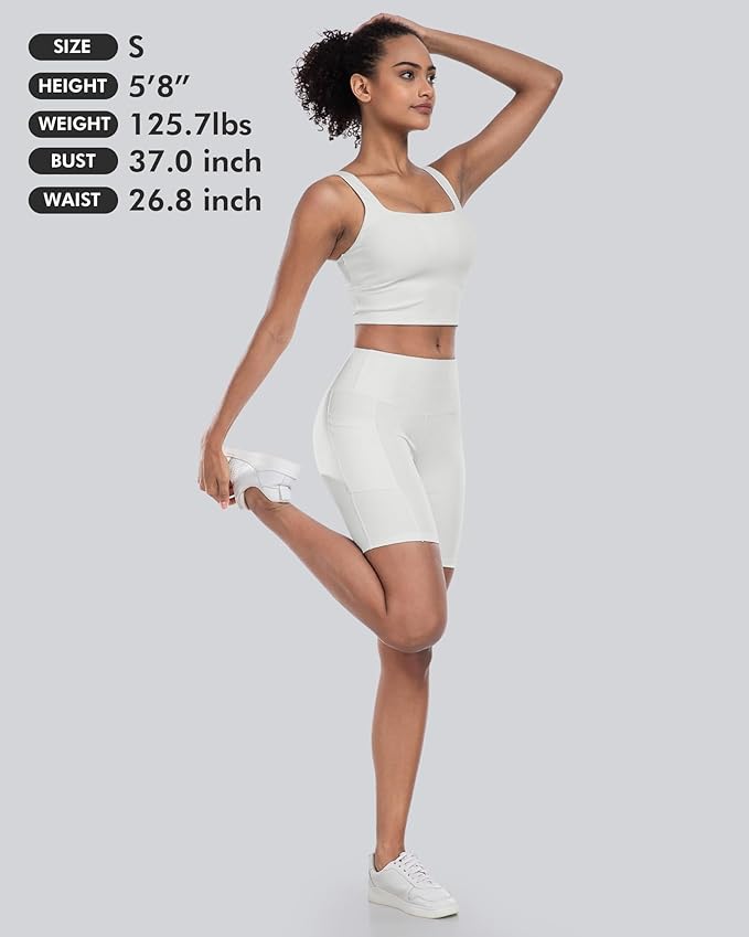 CHRLEISURE Womens Biker Yoga Shorts with Pockets: High Waisted Tummy Control Spandex Workout Athletic Gym Shorts 4 Packs