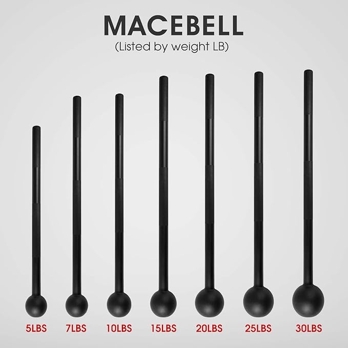 Yes4All Steel Mace Bell for Strength Training - Support Full Body, Muscles, Shoulder, Grips & Forearms Workouts to Rehabilitation, Stretching 5, 7, 10, 15, 20, 25, 30lb For Woman & Man