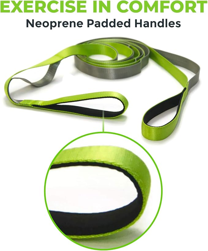 Gradient Fitness Stretching Strap for Physical Therapy, 12 Multi-Loop Stretch Strap 1" W x 8' L, Neoprene Handles, Physical Therapy Equipment, Yoga Straps for Stretching, Leg Stretcher.