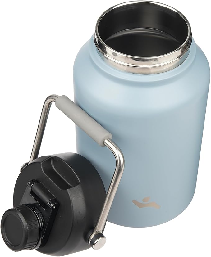 Jug with Handle,87 oz Insulated Water Bottle with Carrying Pouch, Double Wall Vacuum Stainless Steel Metal Bottle,Storm Blue