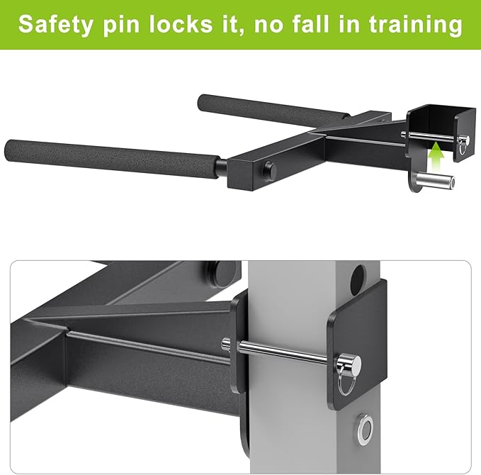 Kipika Y-Shaped Dip Bar for Power Cage with 5/8" or 1" Hole - Dip Bar Attachments for Home Gym - Heavy Duty Power Rack Attachments - Squat Rack Accessories for Strength Training