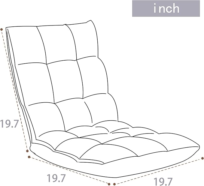 FLOGUOR Indoor 5-Position Adjustable Floor Chair with Back Support Folding Padded Gaming Sofa Chair, Lounge Chair for Adults Video Gaming, Perfect for Meditation, Reading QL050-GR